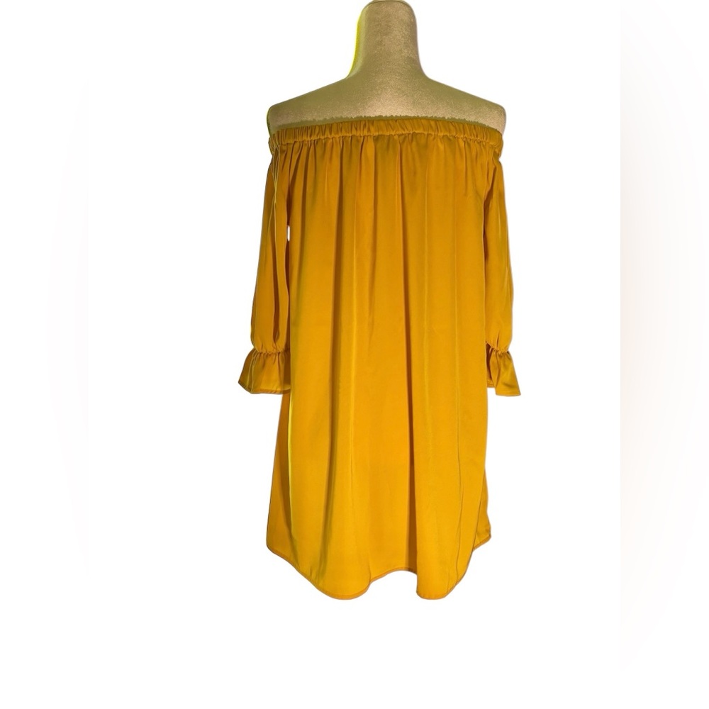 Forever 21 Mustard Off-Shoulder Shift Dress - Picture 2 of 9